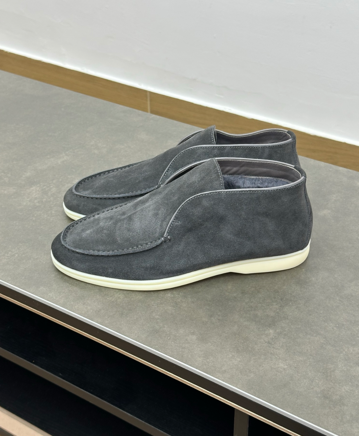 Open Walk Ankle Boot Grey Suede