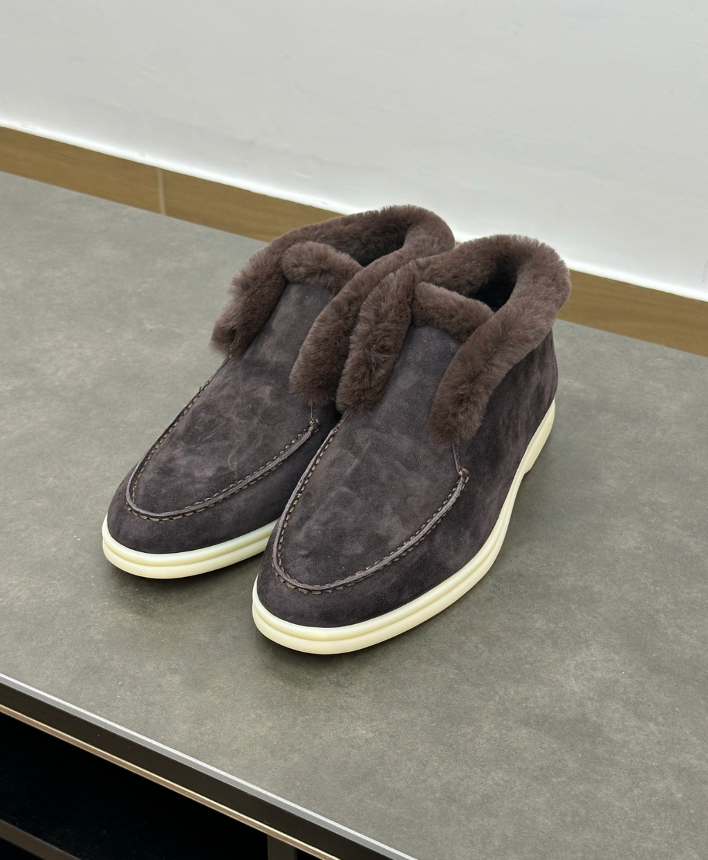 Open Walk Ankle Boot Furr Brown Suede