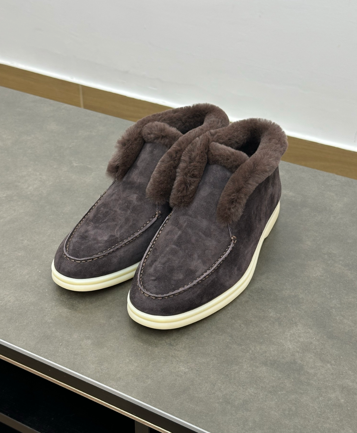 Open Walk Ankle Boot Furr Brown Suede