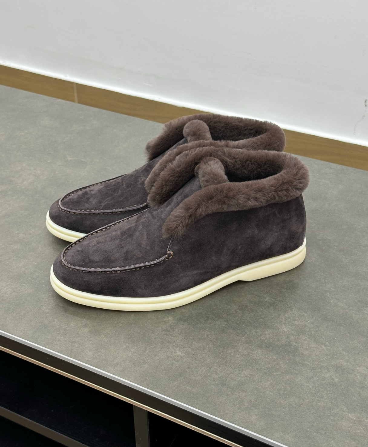 Open Walk Ankle Boot Furr Brown Suede