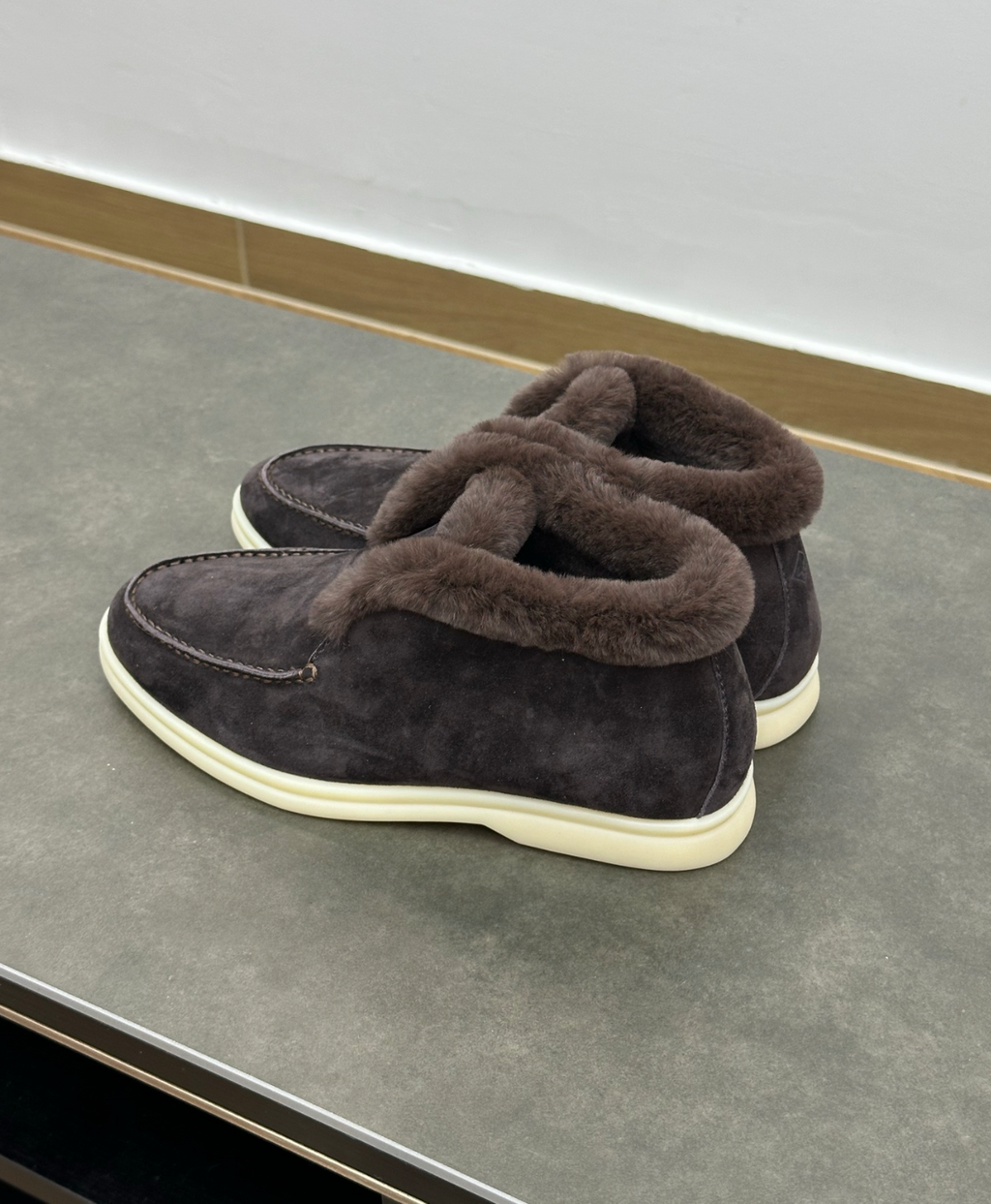 Open Walk Ankle Boot Furr Brown Suede