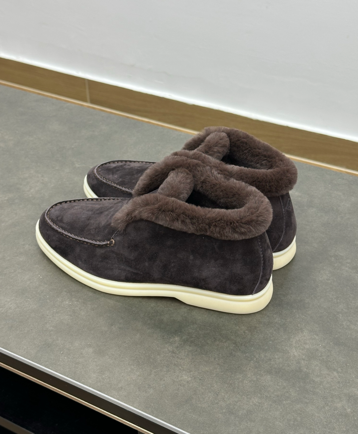 Open Walk Ankle Boot Furr Brown Suede