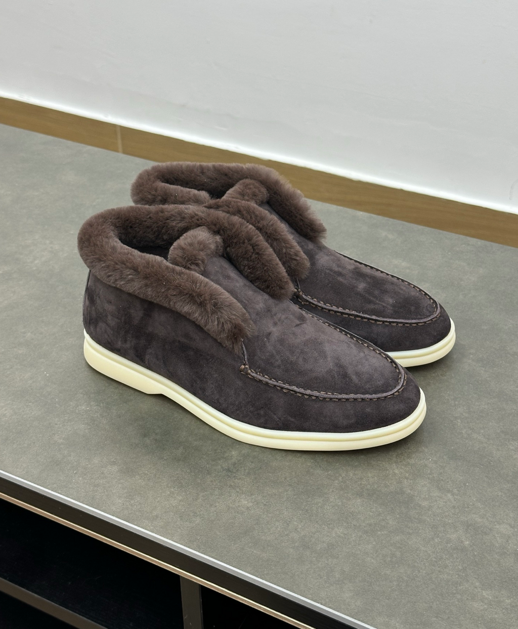 Open Walk Ankle Boot Furr Brown Suede