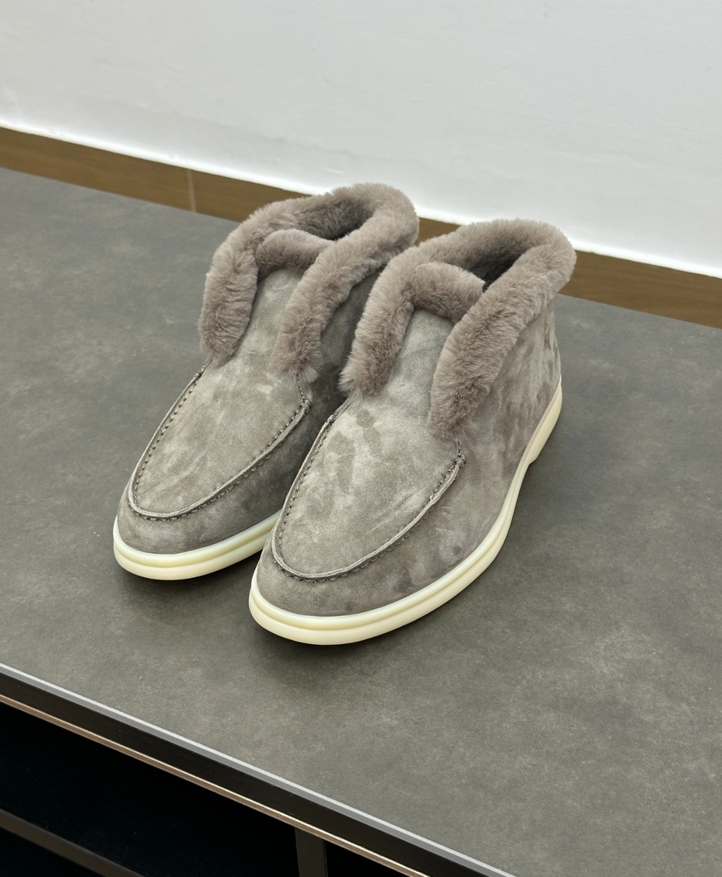 Open Walk Ankle Boot Furr Grey Suede