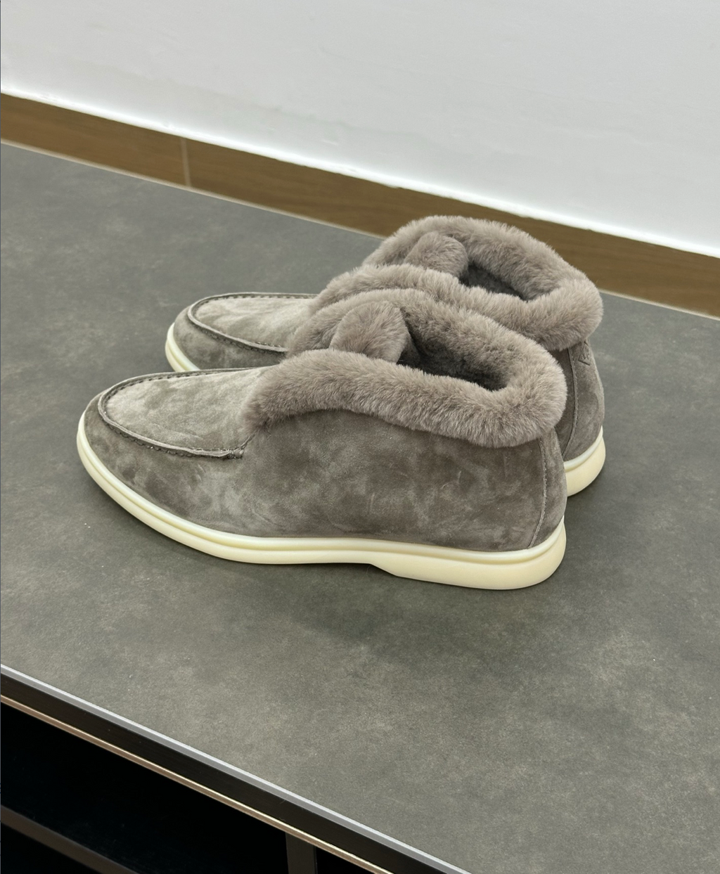 Open Walk Ankle Boot Furr Grey Suede