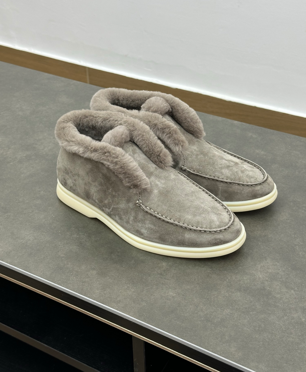 Open Walk Ankle Boot Furr Grey Suede