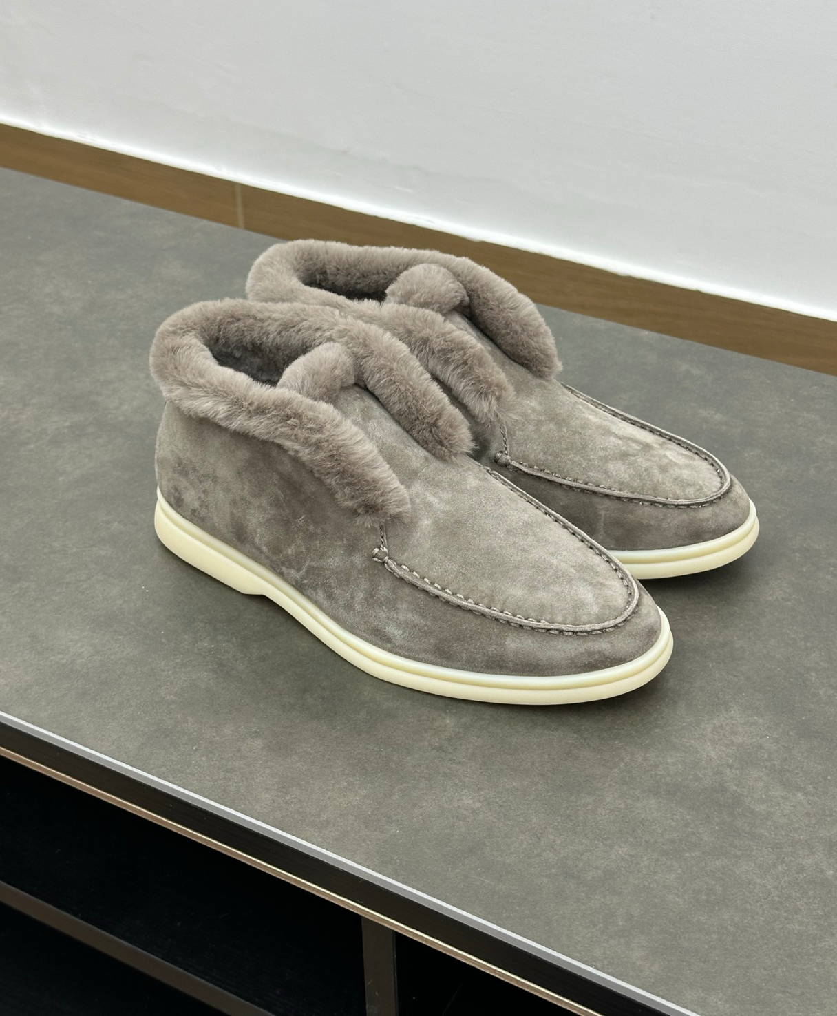 Open Walk Ankle Boot Furr Grey Suede