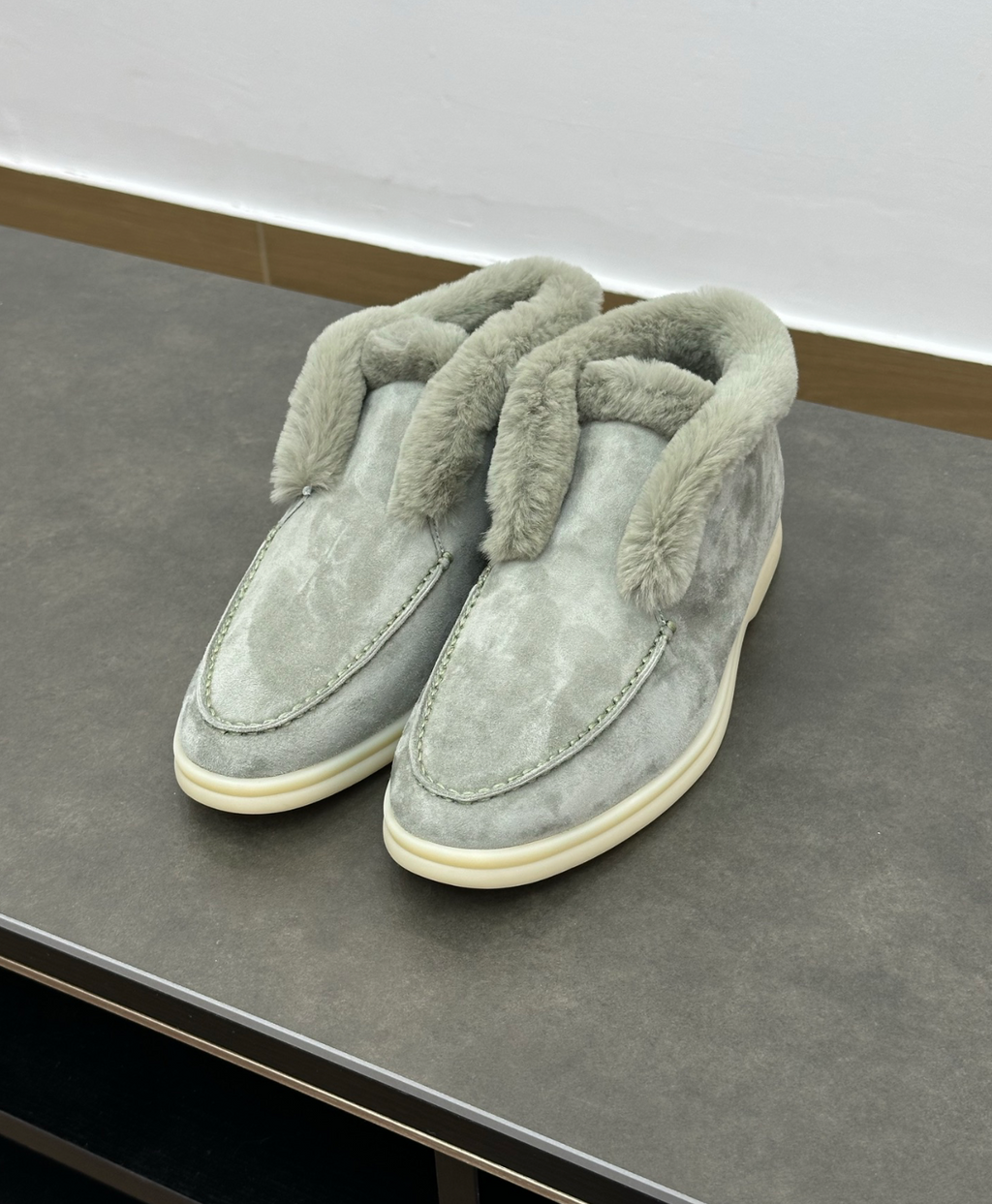 Open Walk Ankle Boot Furr Pastel Suede