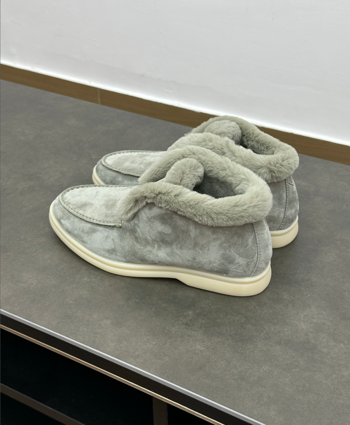 Open Walk Ankle Boot Furr Pastel Suede