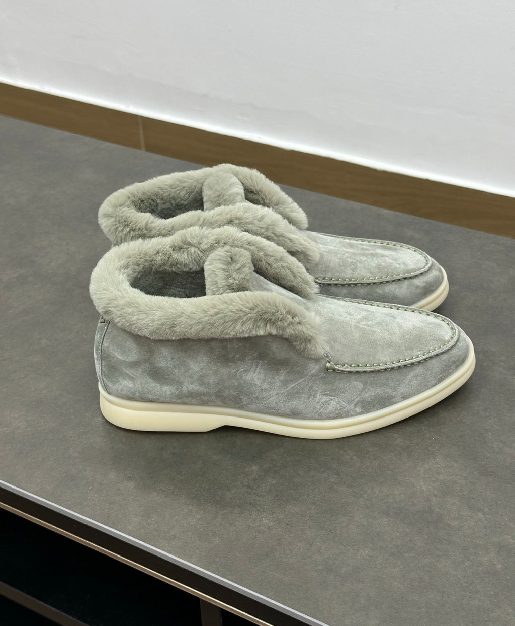 Open Walk Ankle Boot Furr Pastel Suede