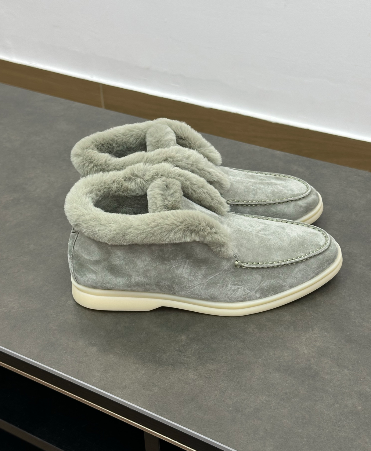 Open Walk Ankle Boot Furr Pastel Suede