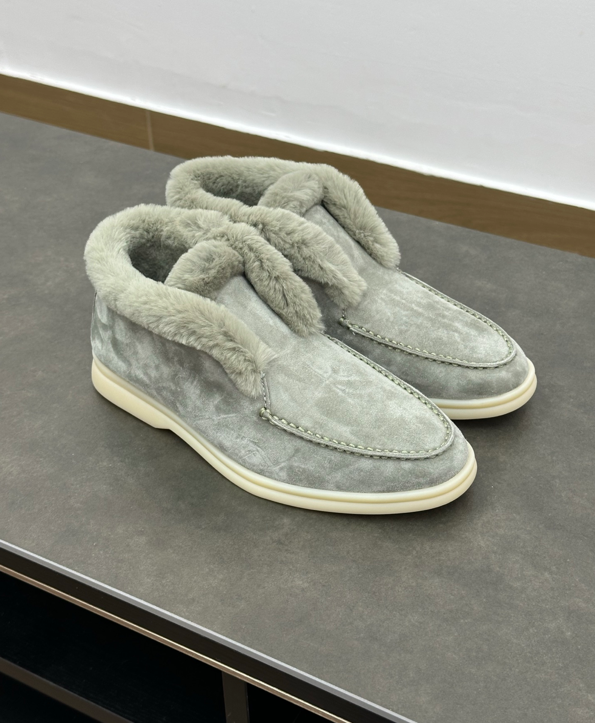Open Walk Ankle Boot Furr Pastel Suede