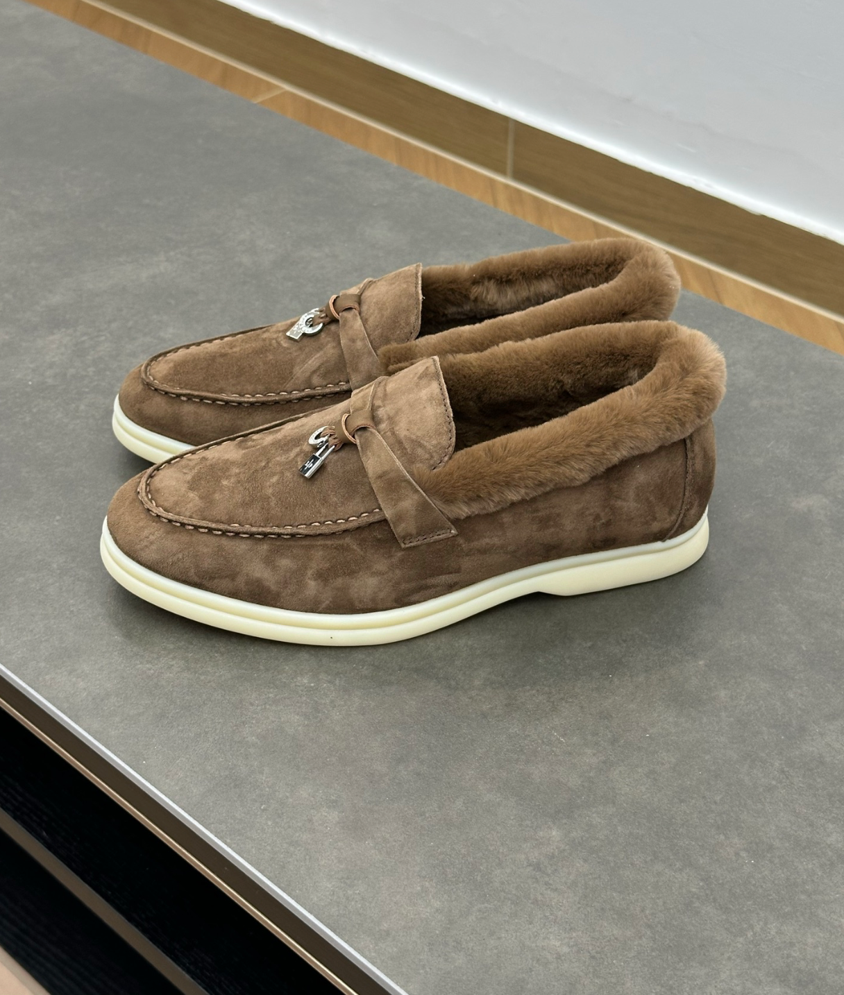 Summer Charms Walk Brown Fur Loafer Suede