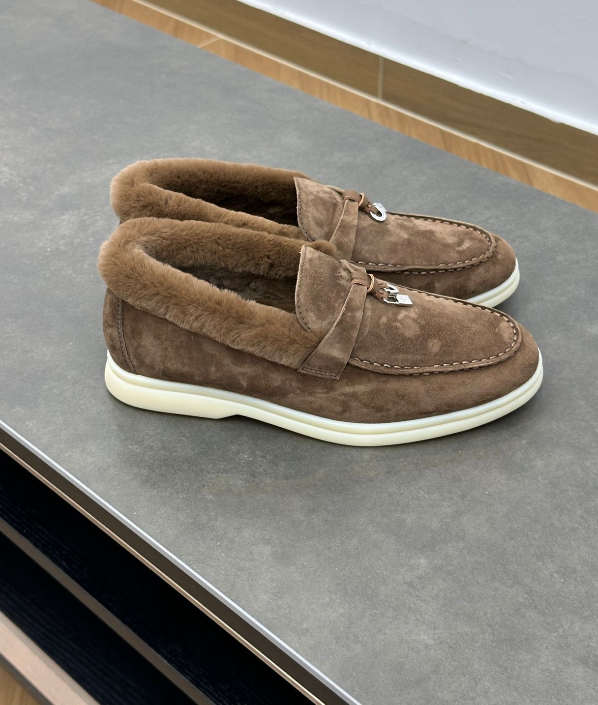 Summer Charms Walk Brown Fur Loafer Suede