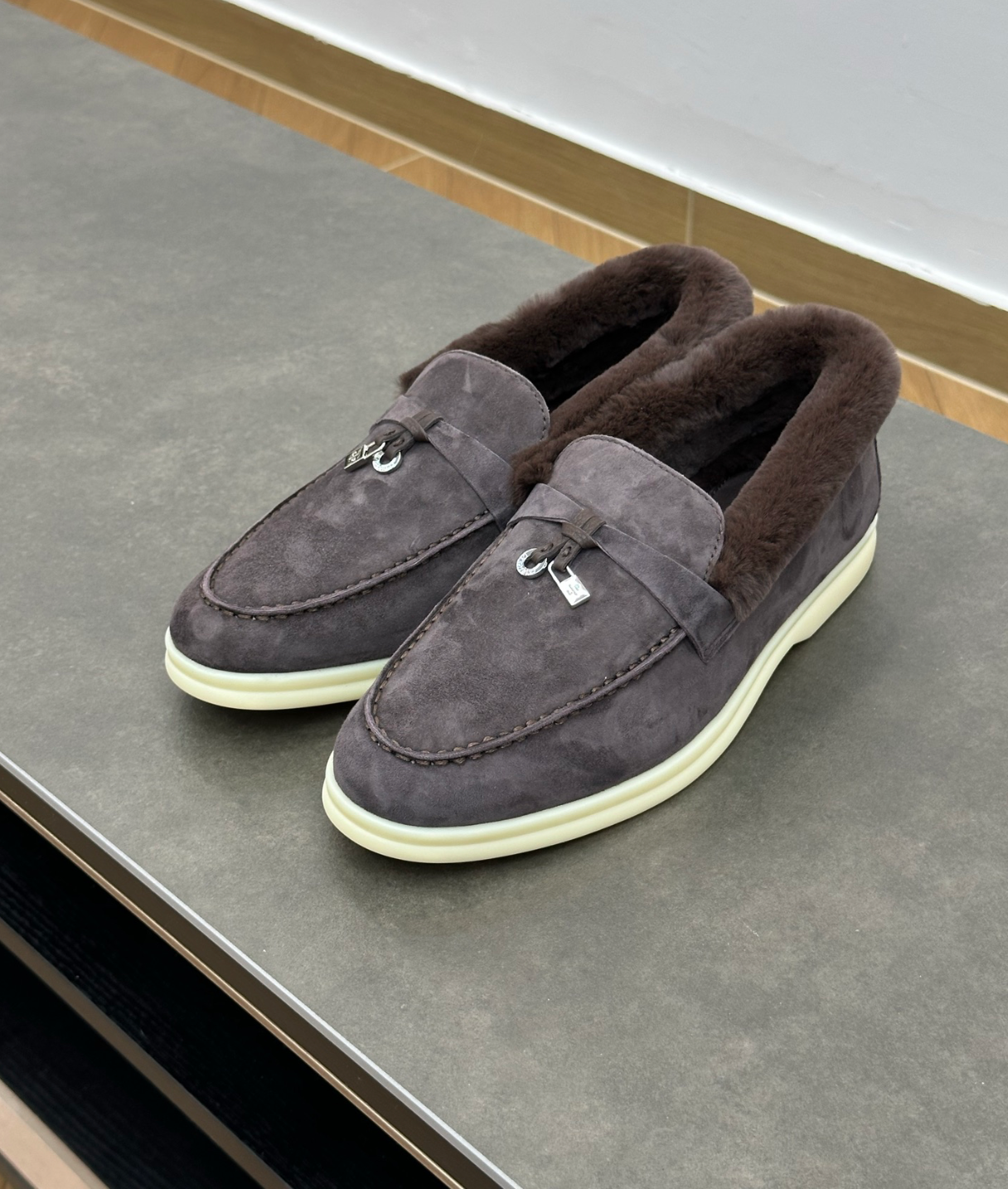 Summer Charms Walk Brown Fur Loafer Suede