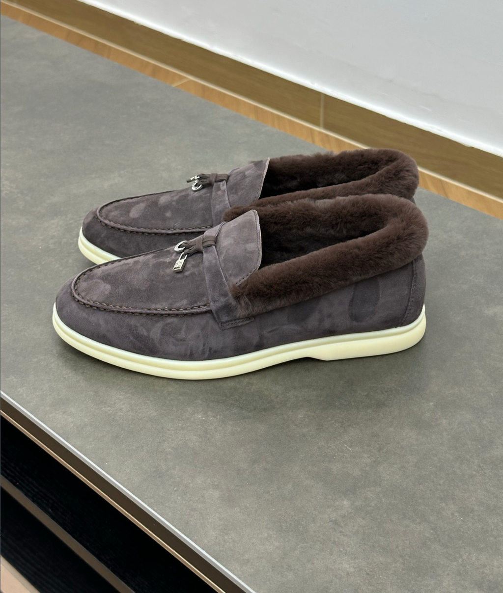 Summer Charms Walk Brown Fur Loafer Suede