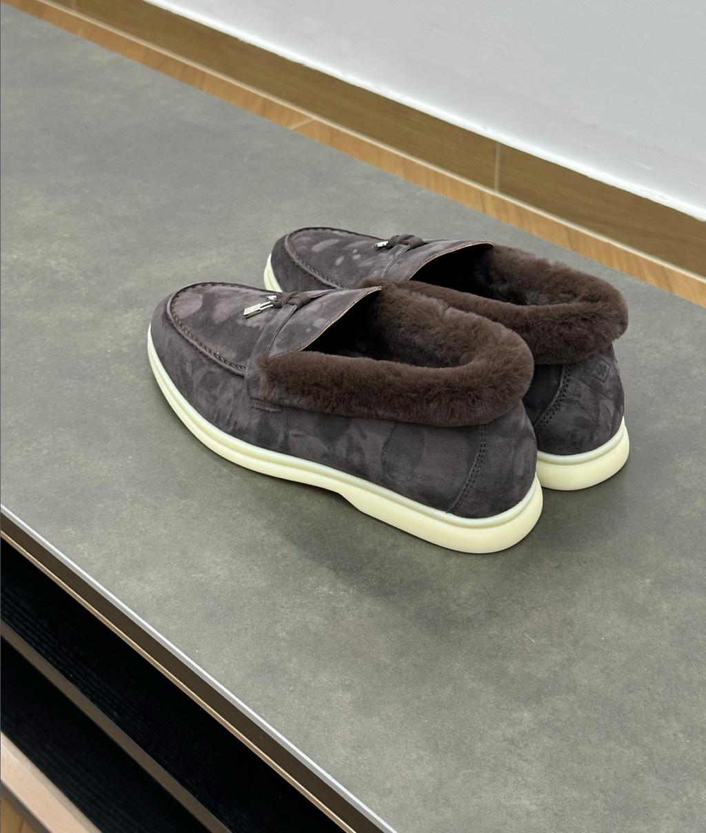 Summer Charms Walk Brown Fur Loafer Suede