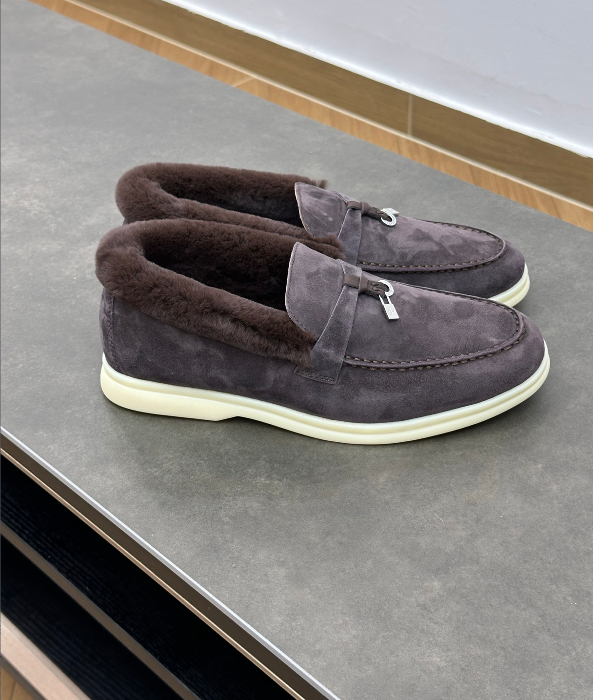 Summer Charms Walk Brown Fur Loafer Suede