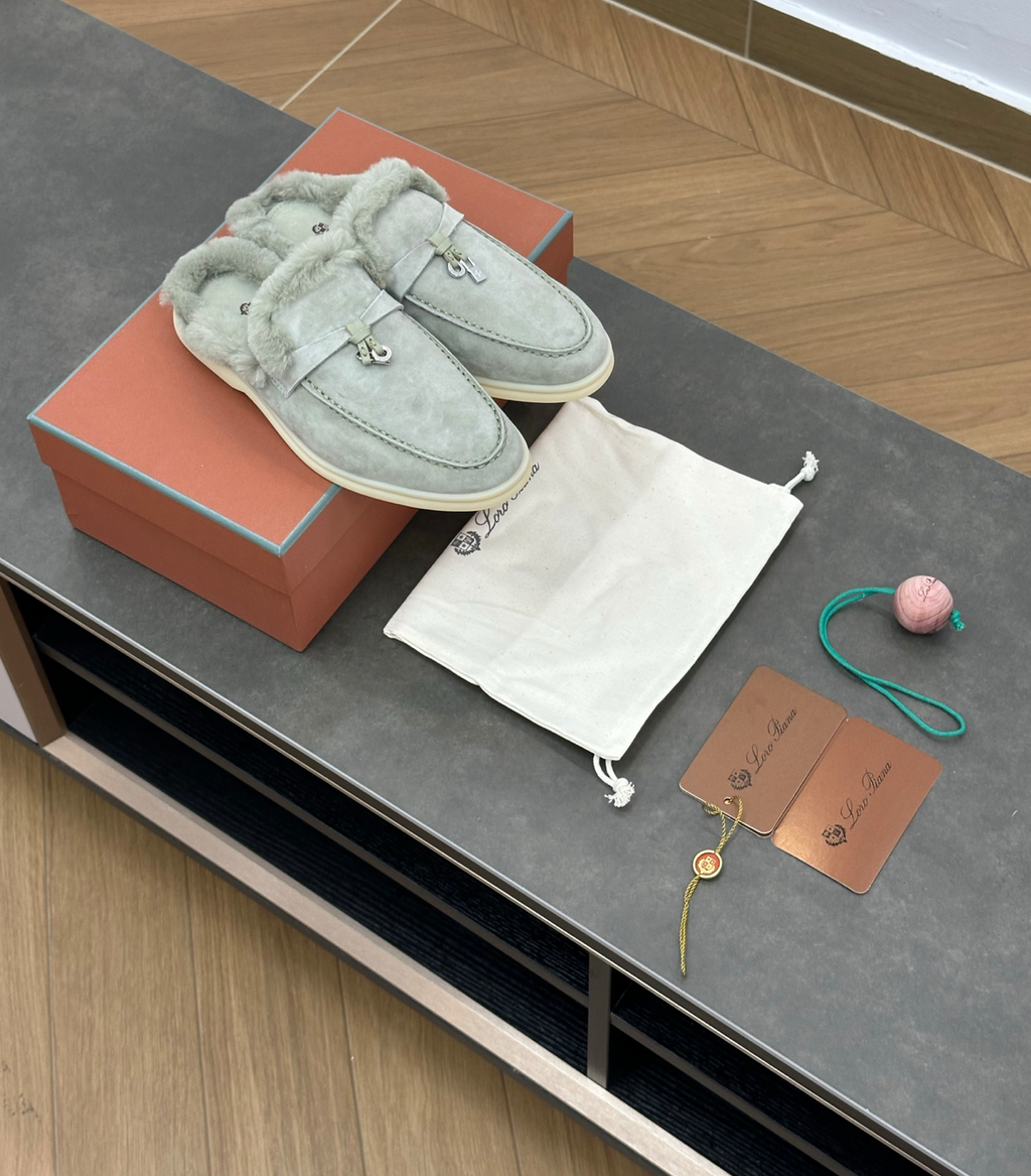 Charms Walk Babouche Sage Loafer Fur Suede