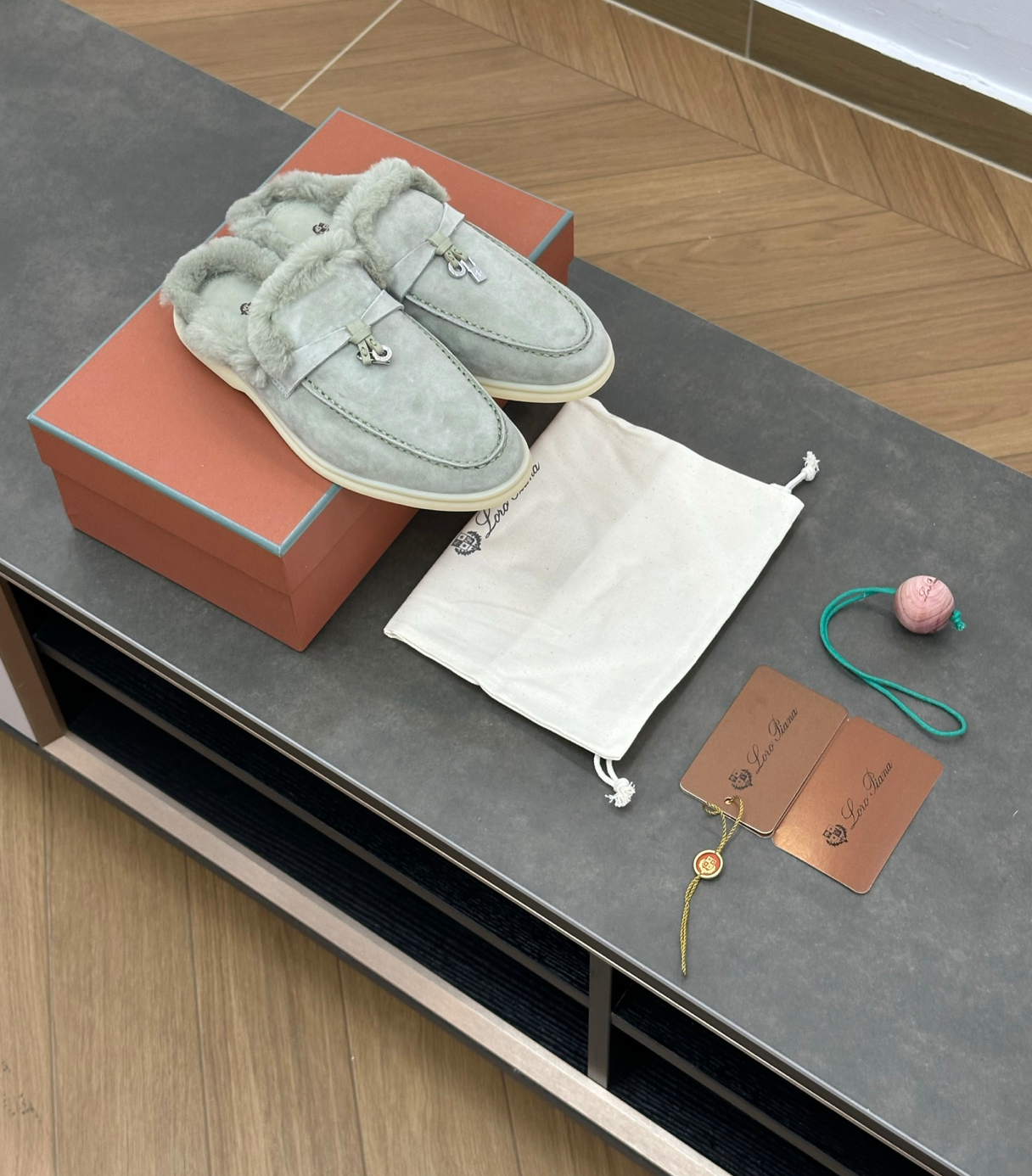 Charms Walk Babouche Sage Loafer Fur Suede