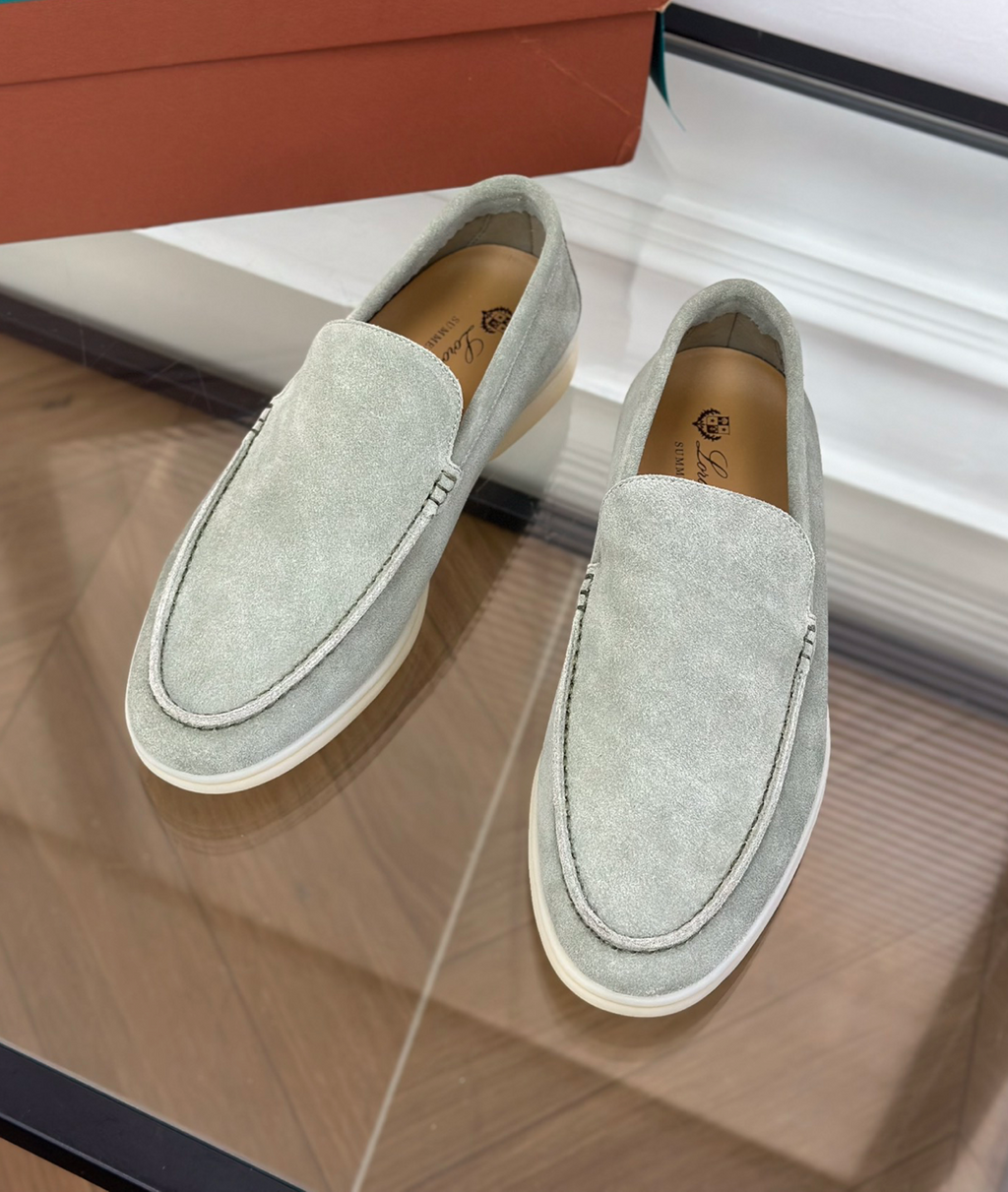 Moccasins Summer Walk Sage Green Suede