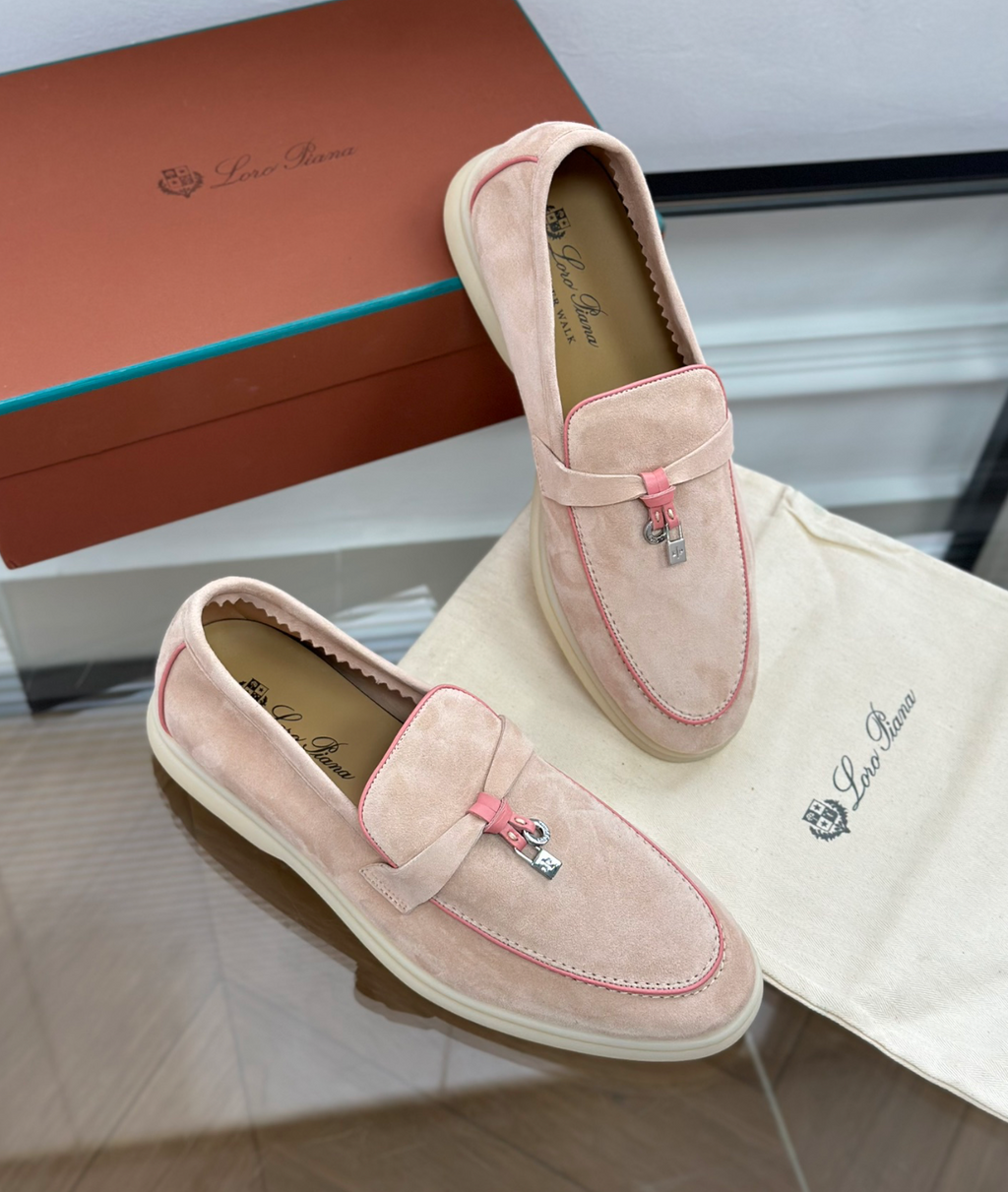 Moccassins Pink Suede Summer Charms Walk
