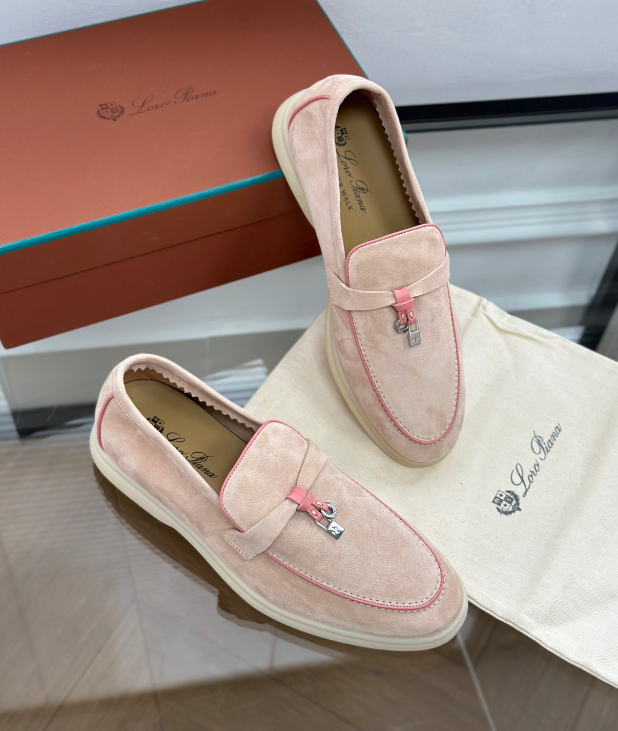 Moccassins Pink Suede Summer Charms Walk