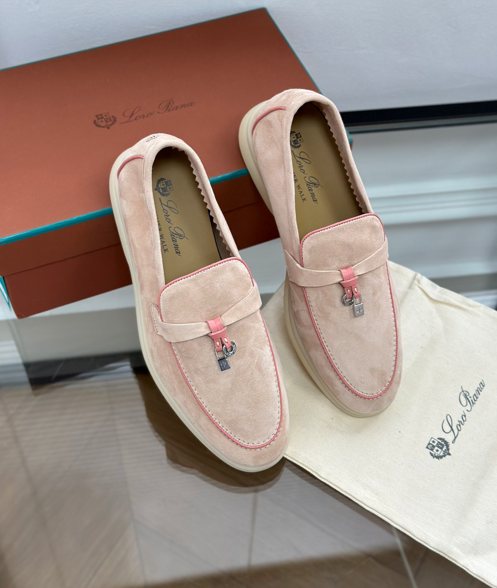 Moccassins Pink Suede Summer Charms Walk