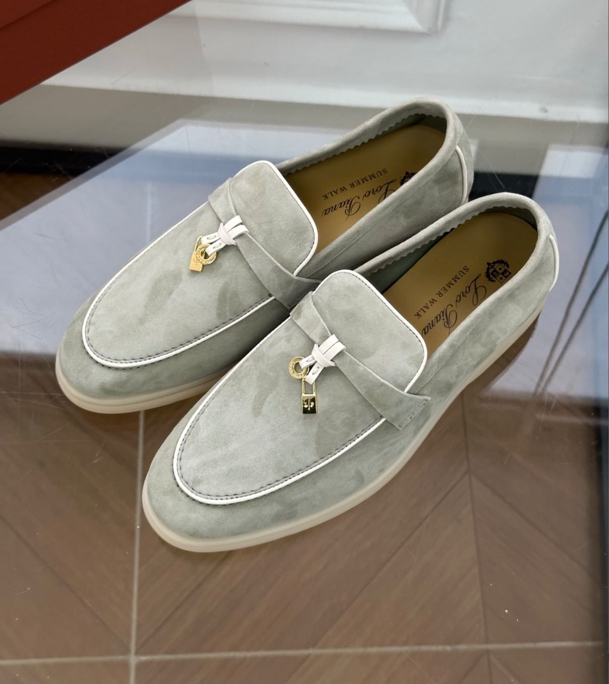 Moccassins Tarragon Green Suede Summer Charms Walk