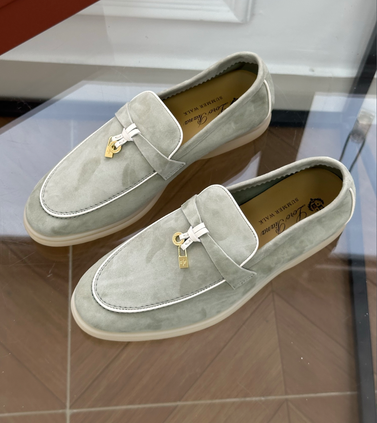 Moccassins Tarragon Green Suede Summer Charms Walk