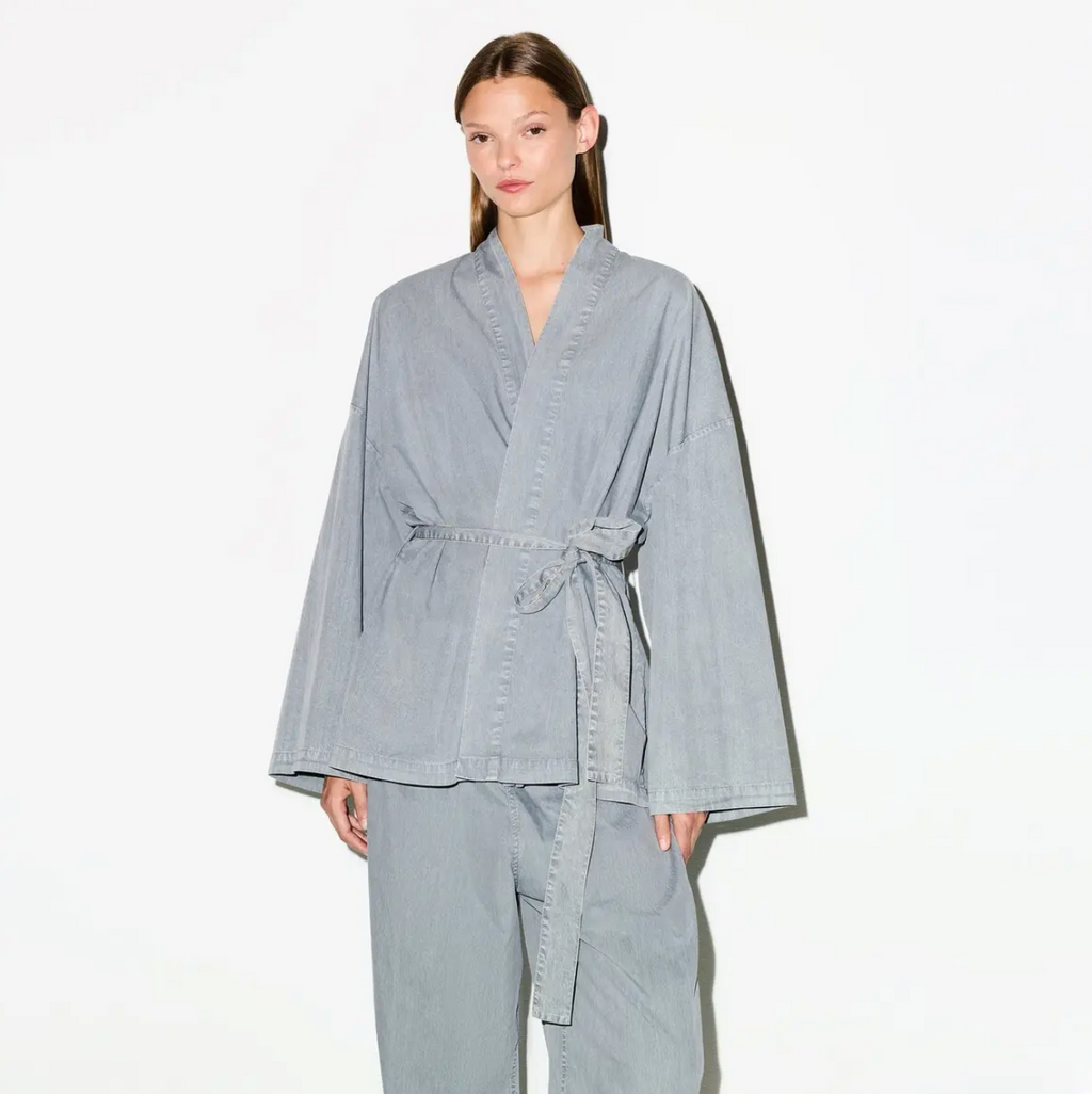 WOVEN LOUNGE OVERSIZED WRAP TOP SET