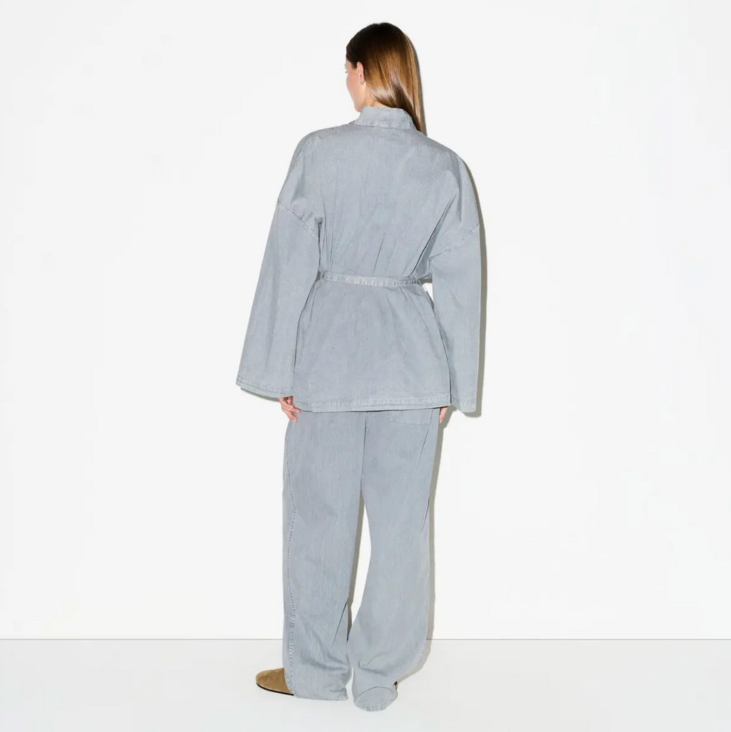 WOVEN LOUNGE OVERSIZED WRAP TOP SET