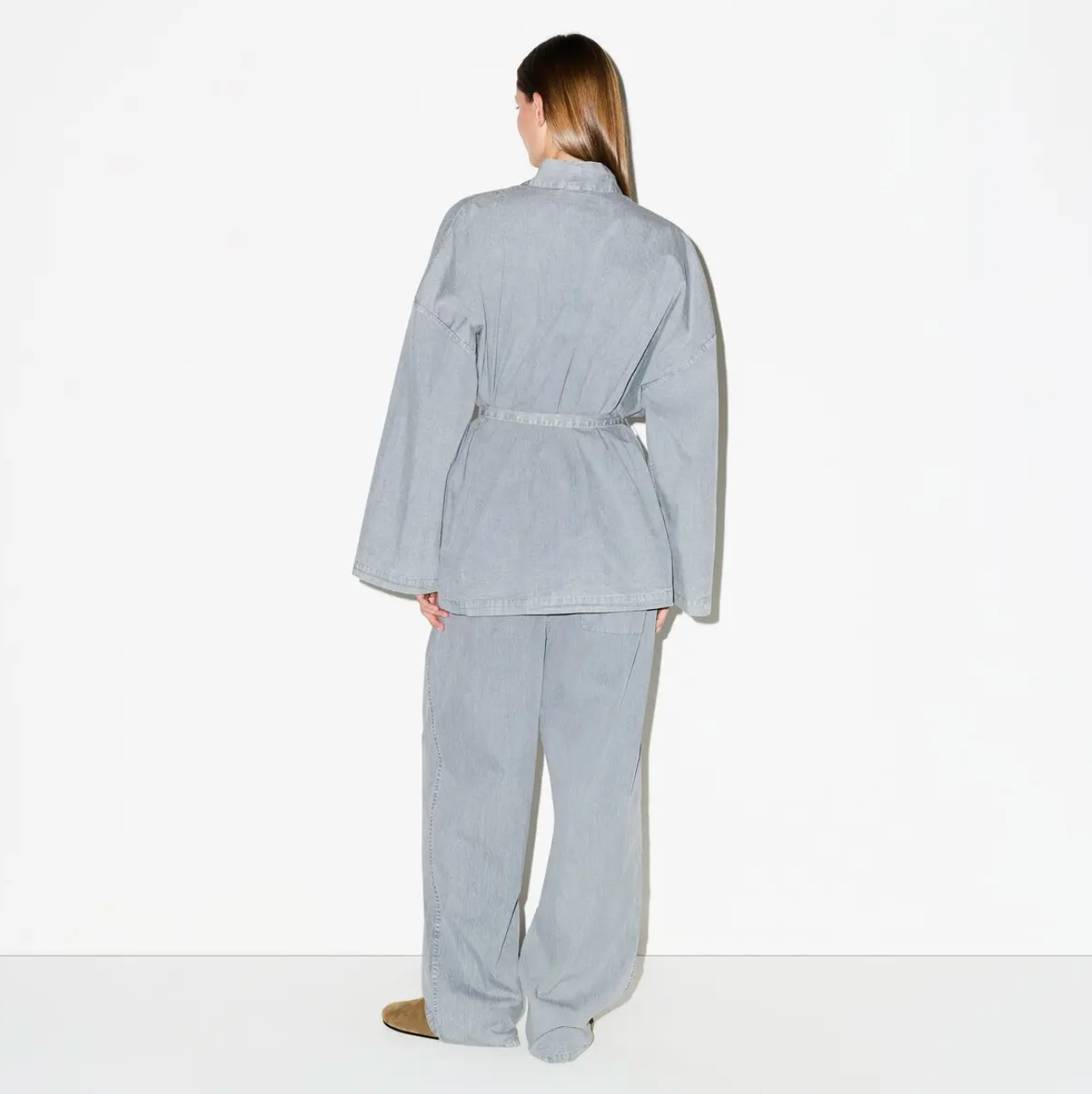 WOVEN LOUNGE OVERSIZED WRAP TOP SET