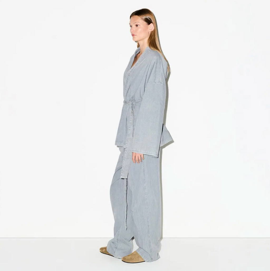 WOVEN LOUNGE OVERSIZED WRAP TOP SET