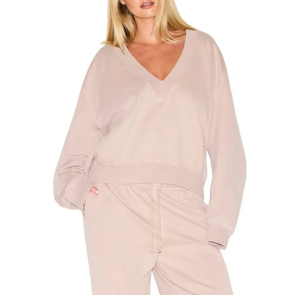 BOYFRIEND FLEECE OVERSIZED V NECK SET