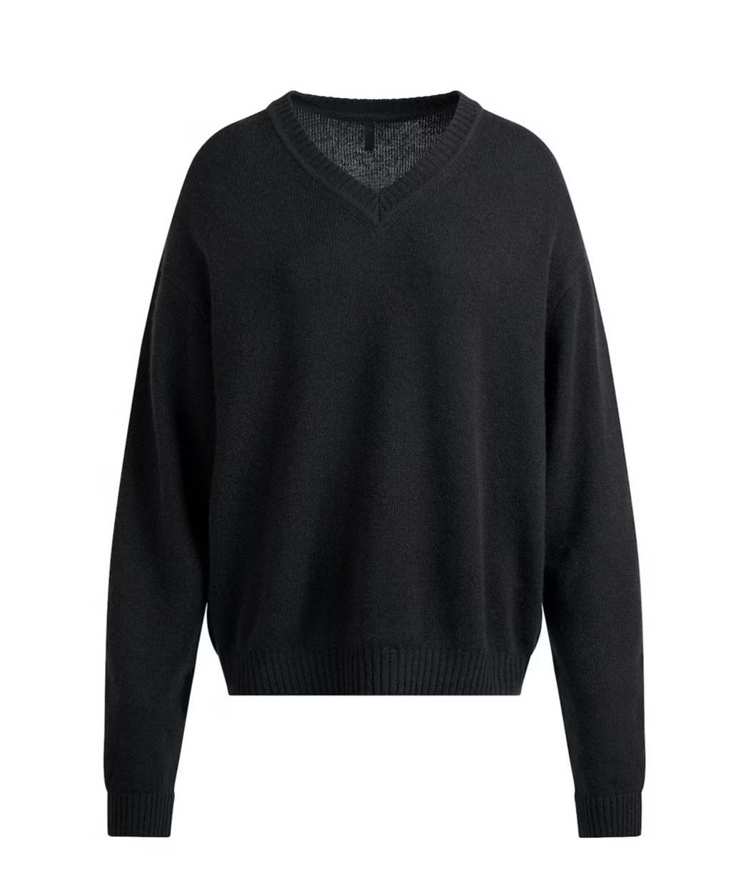WOOL CASHMERE OVERSIZED V NECK SWEATER/SHORT SET