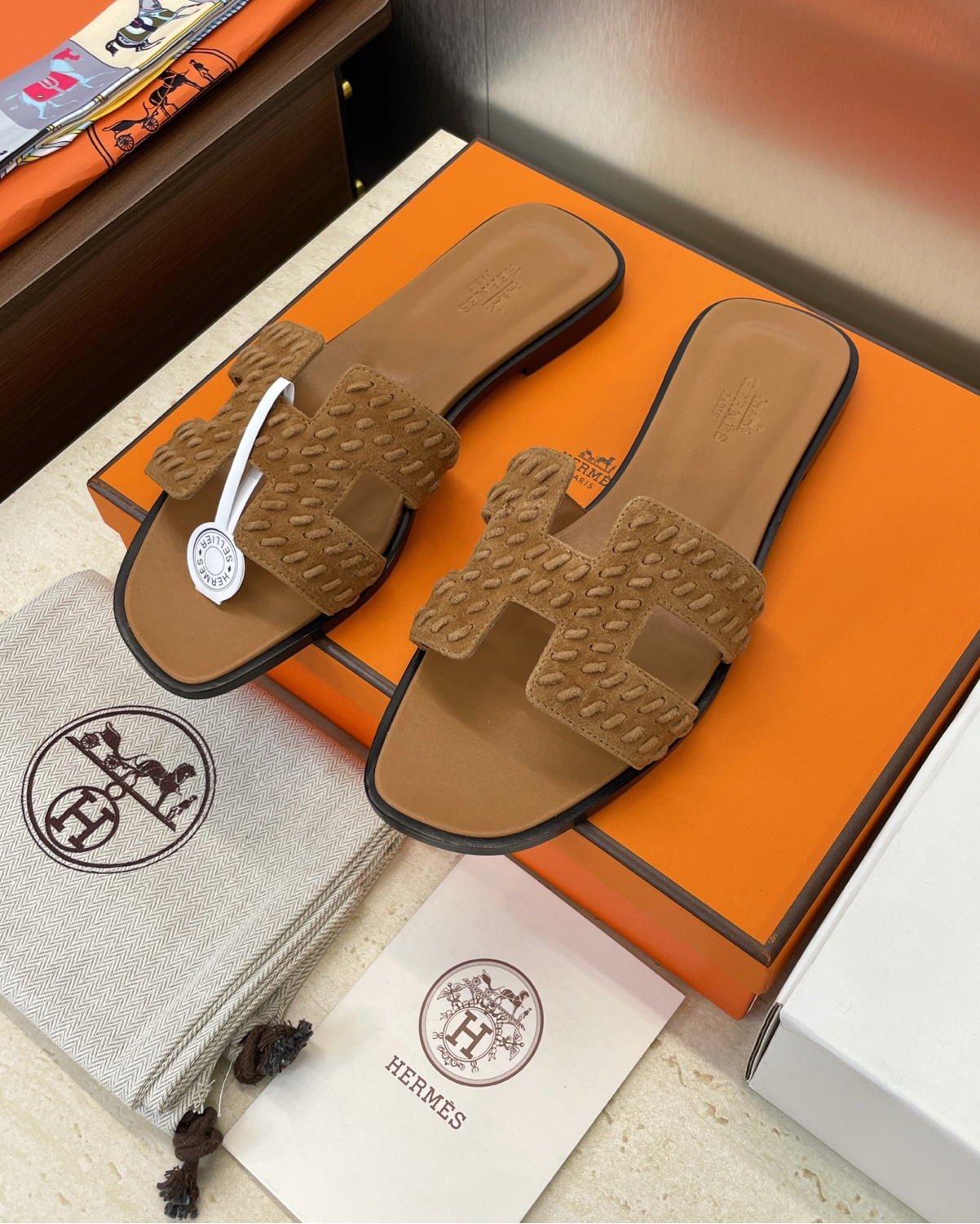 Hermès Oran Braided Goat Sandals