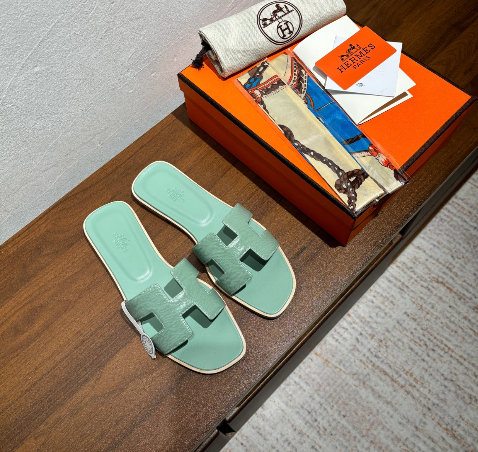 Hermès Oran Vert Jade Sandal