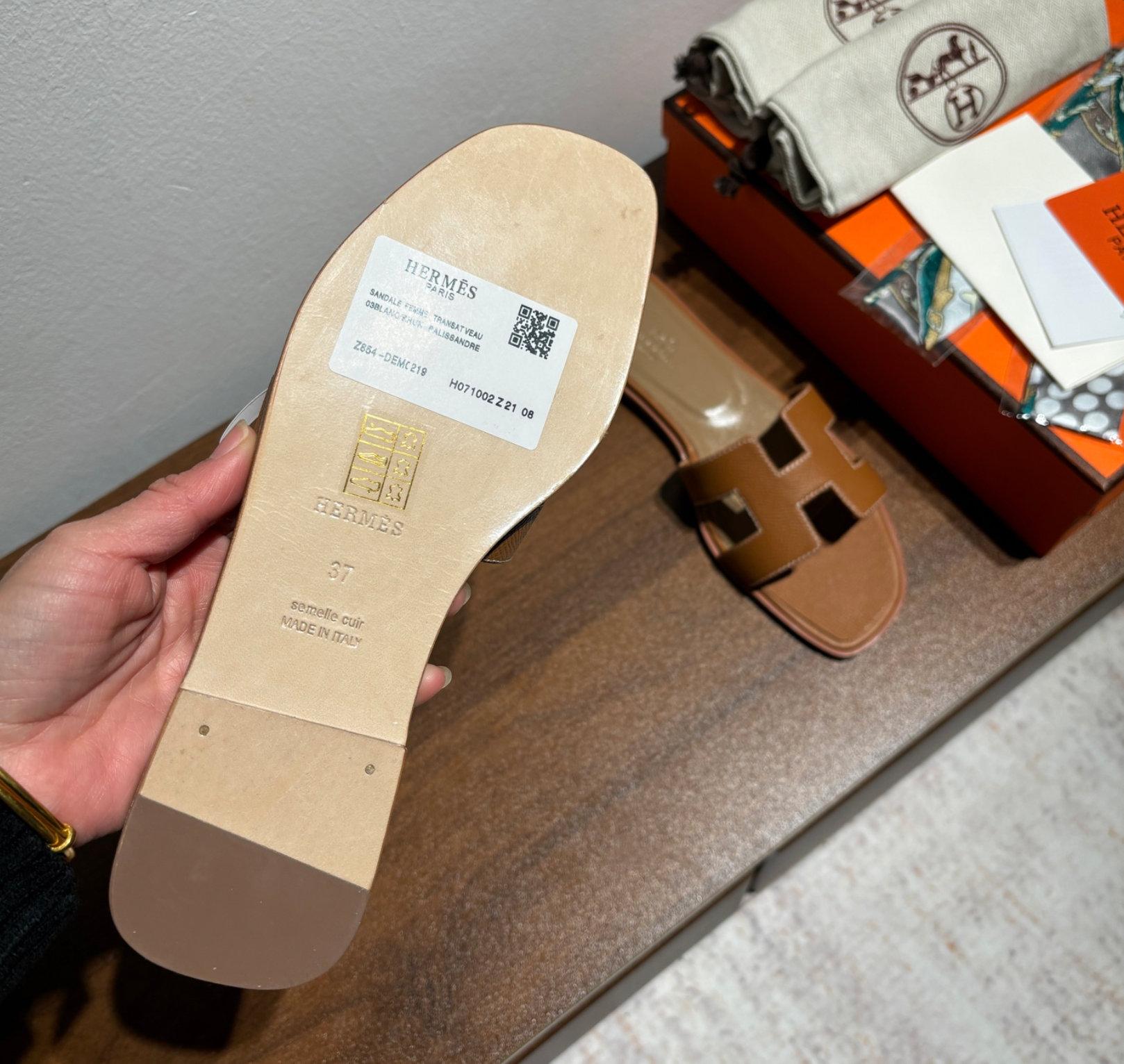 Hermès Oran Caramel Brown Sandal