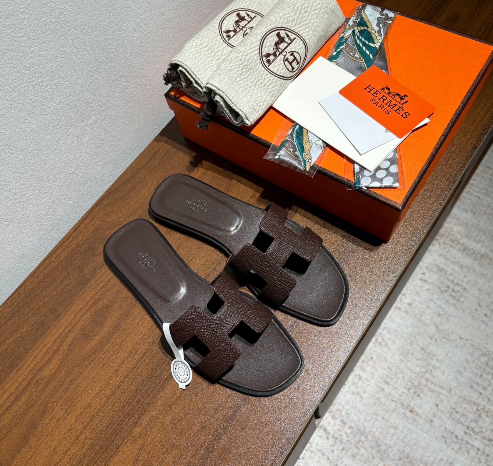 Hermès Oran Dark Brown Sandal