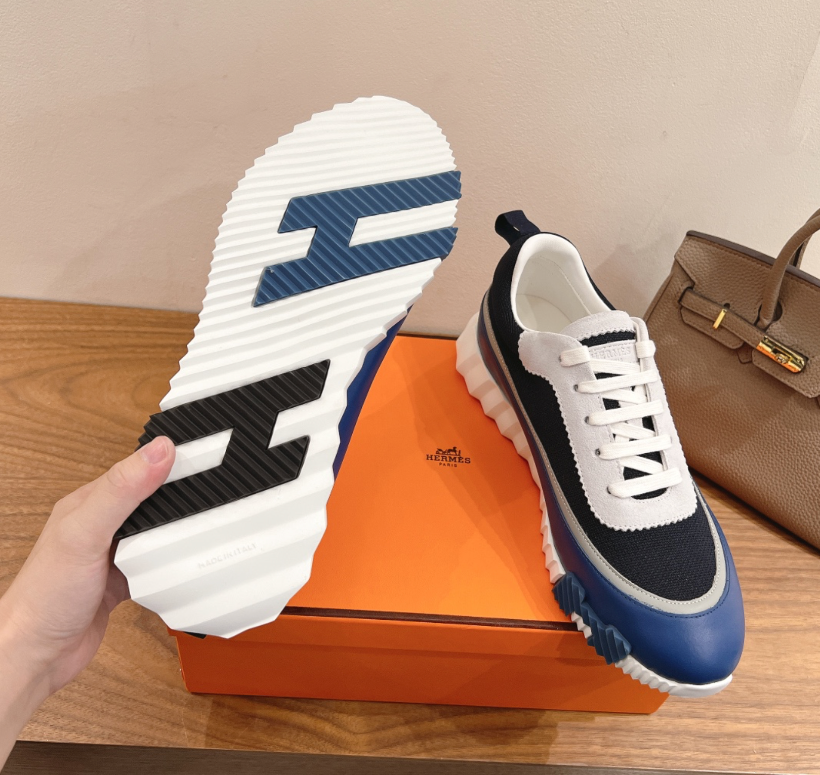 Hermès Paris Bouncing Shiny Blue Sneaker