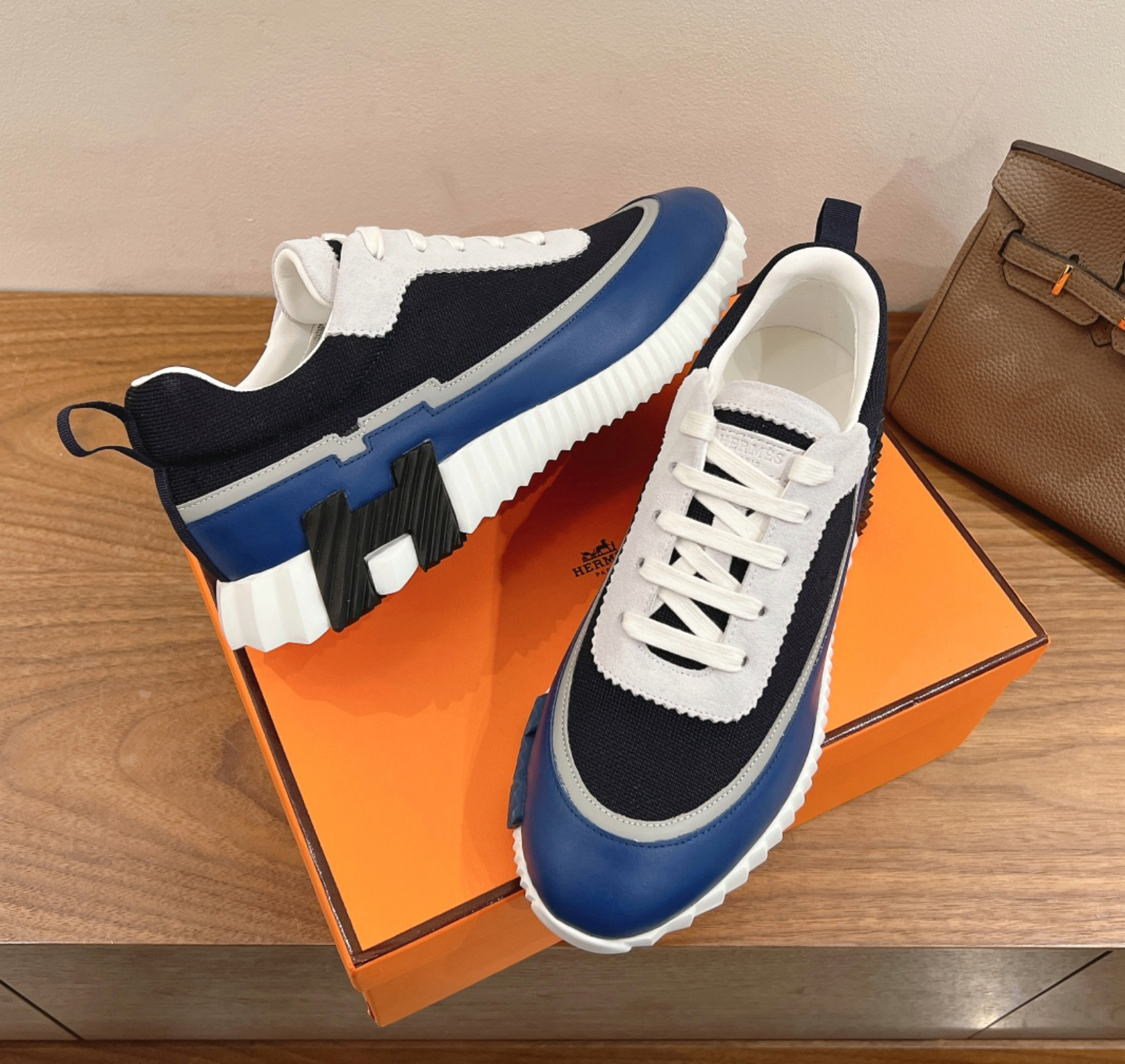 Hermès Paris Bouncing Shiny Blue Sneaker