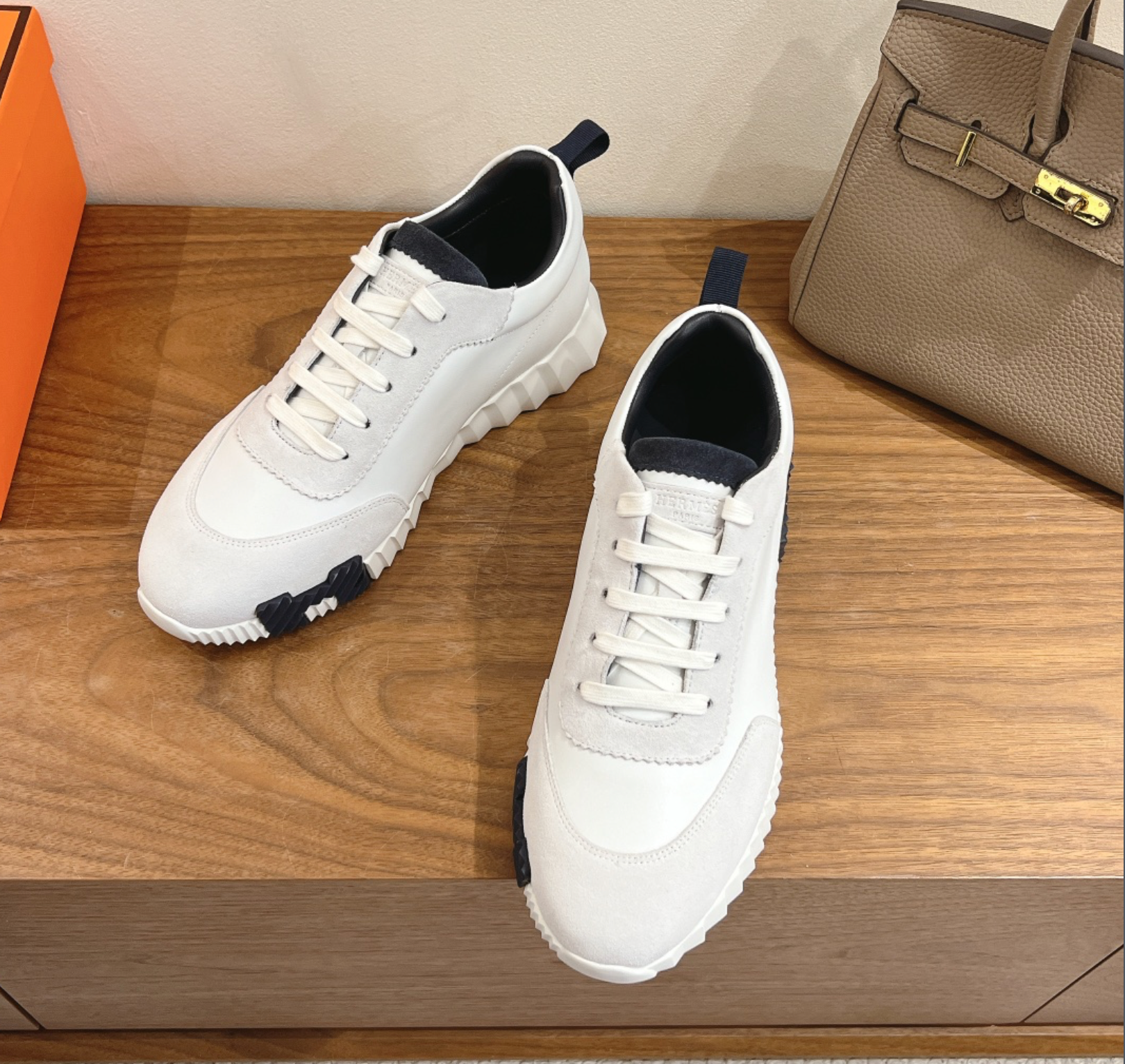 Hermès Bouncing White/Navy Sneaker
