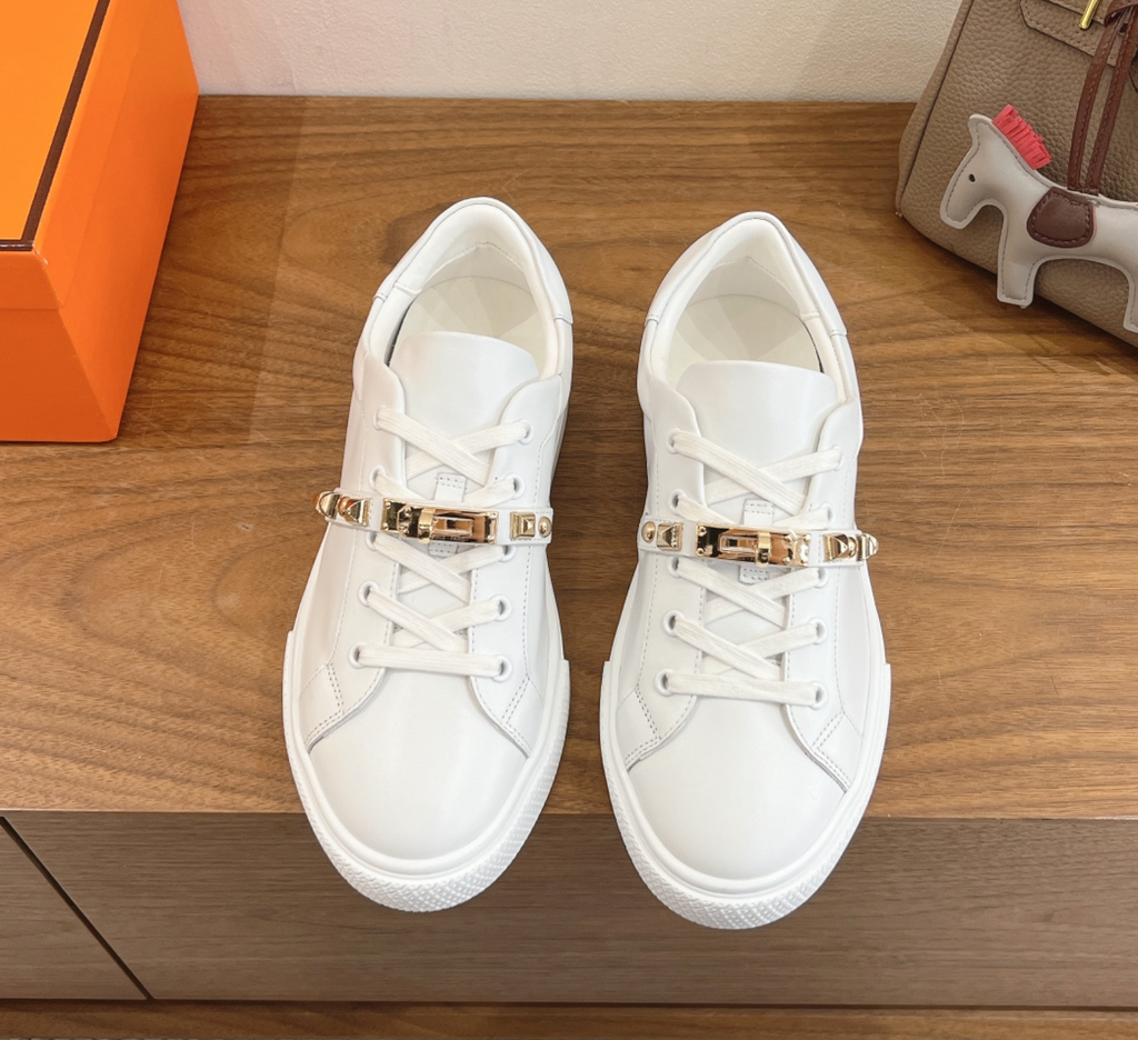 Hermès Day Gold Medor Studs White Sneaker
