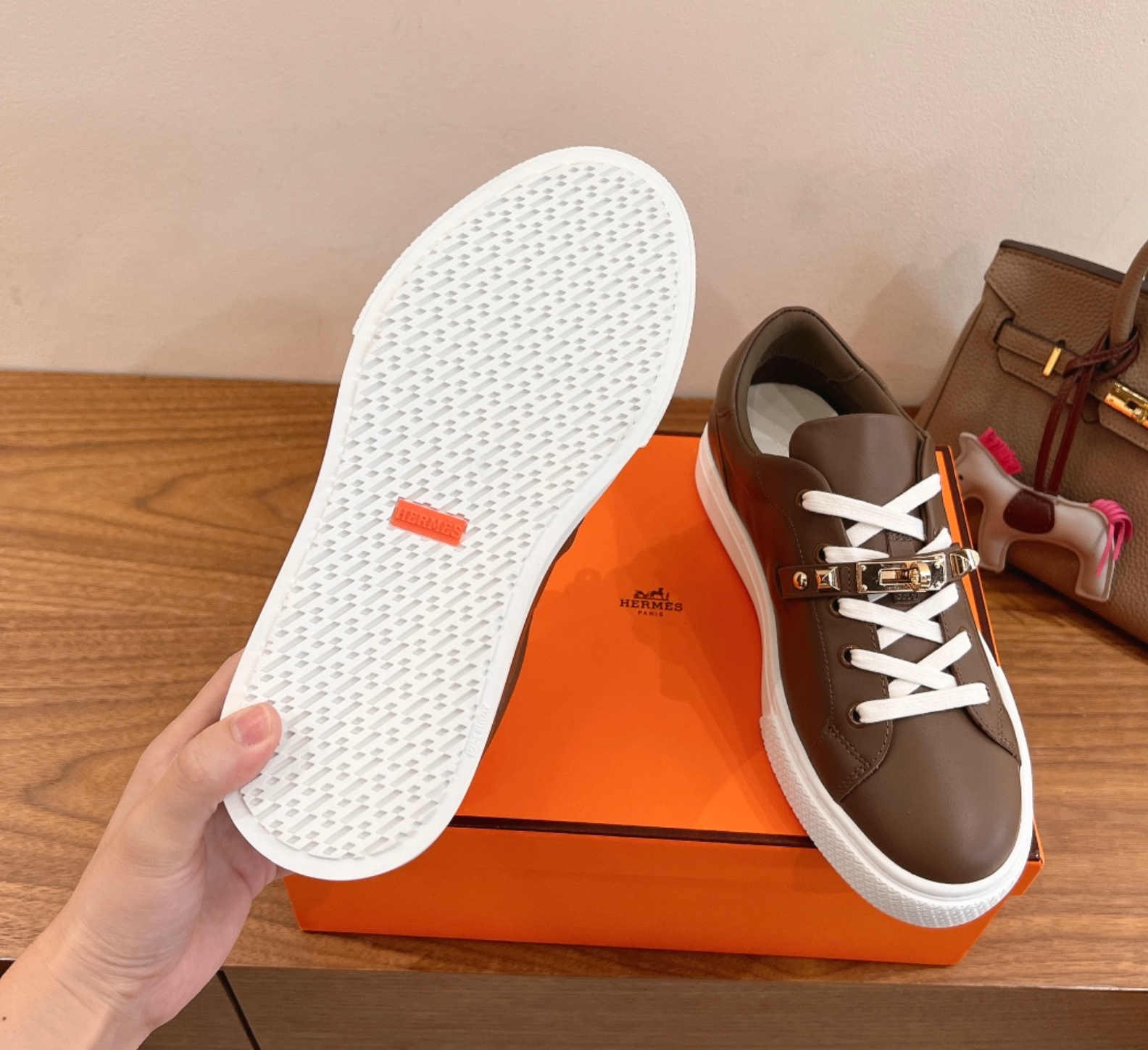 Hermès Day Medor Studs Brown Sneaker