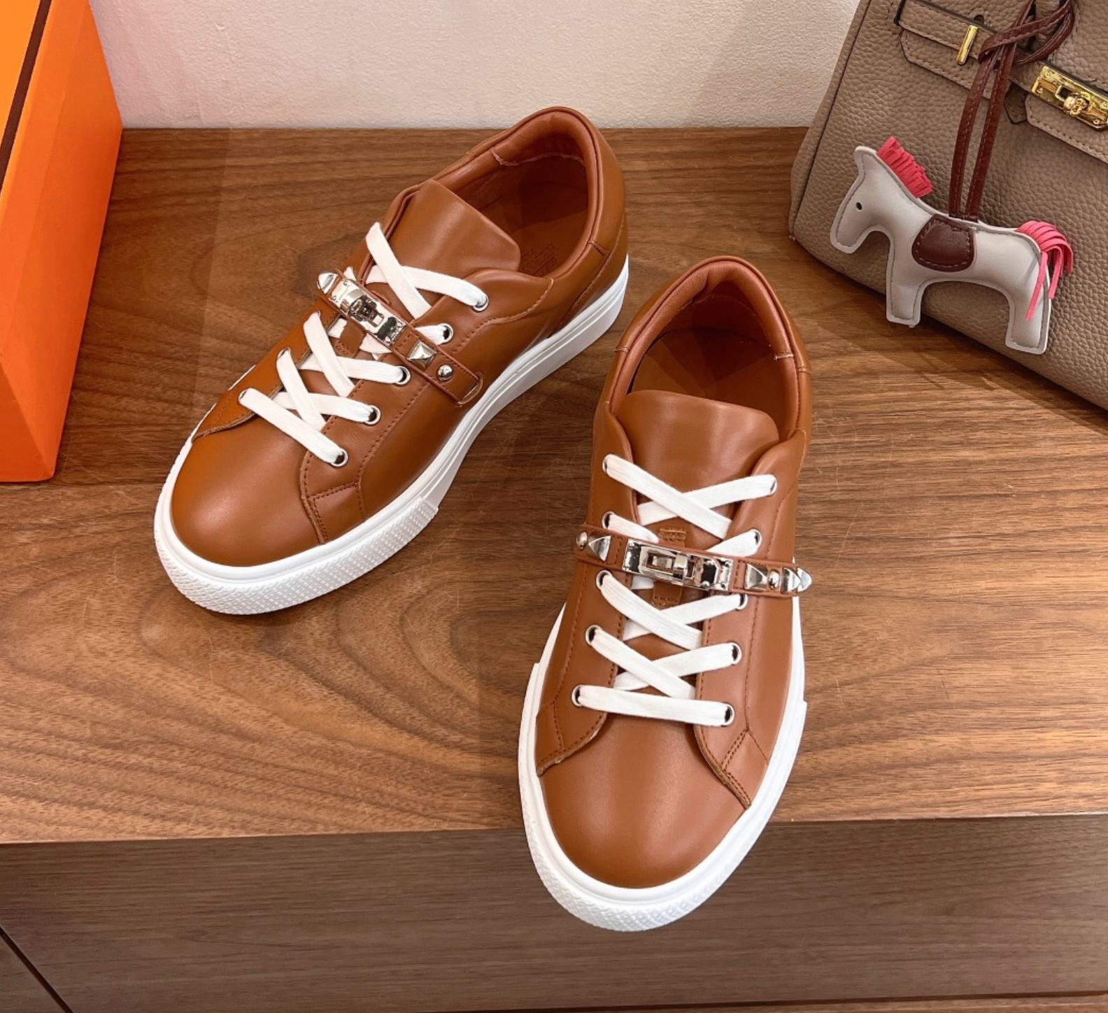 Hermès Day Medor Studs Caramel Brown Sneaker