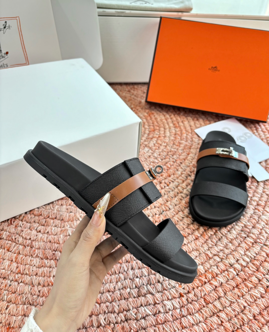 Hermès Jackson Black Sandal