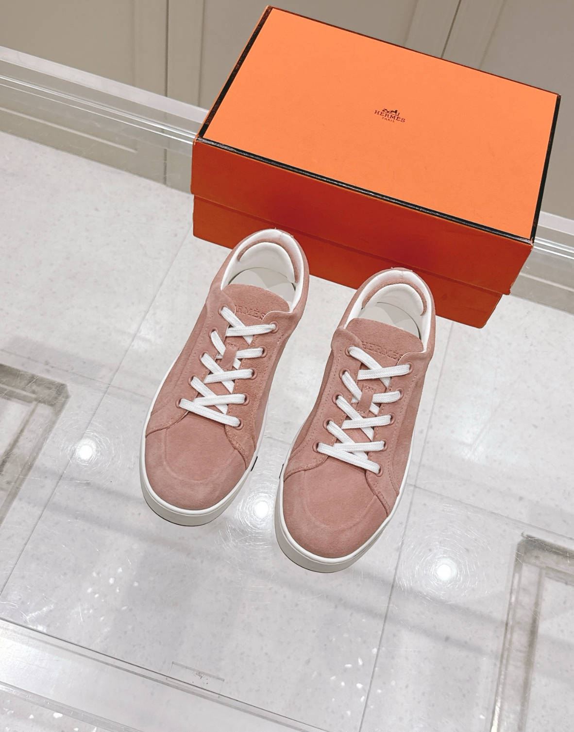 Hermès Kid Pink Suede Sneaker