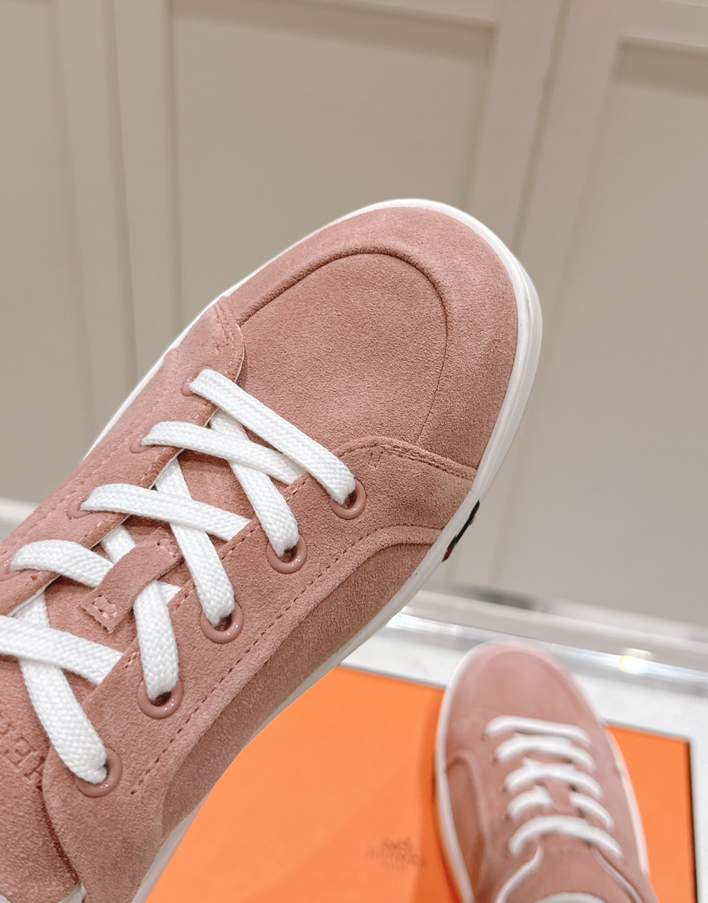 Hermès Kid Pink Suede Sneaker