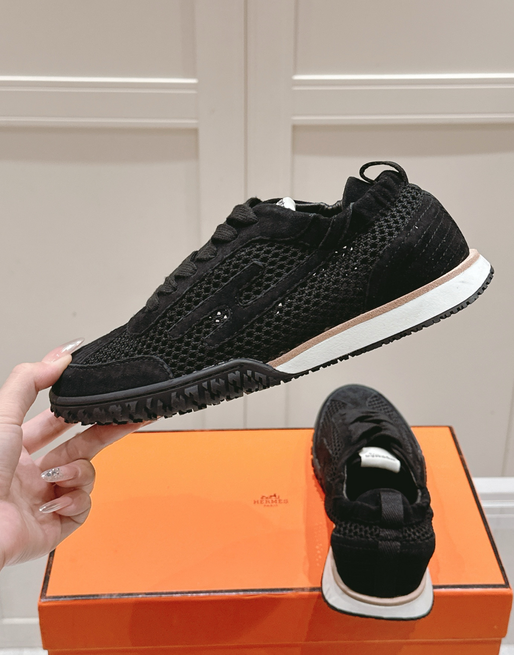 Hermès Jet Noir Crochet Sneakers